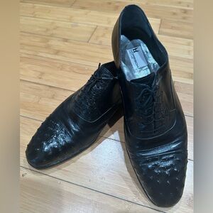 Moreshci "Peccary & Ostrich" Cap Toe Black Oxfords Men’s 13 Made In Italy $995